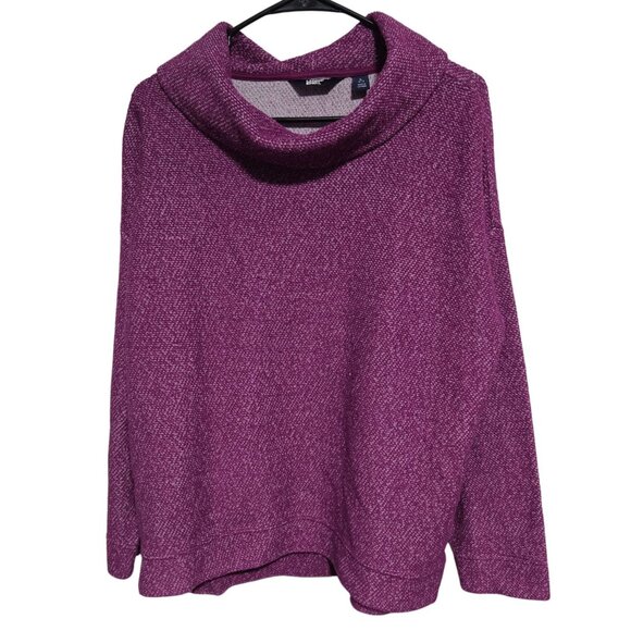 Lands End Cowl Neck Sweater Womens Size Large Purple Knit Pullover Long Sleeve - Picture 1 of 5